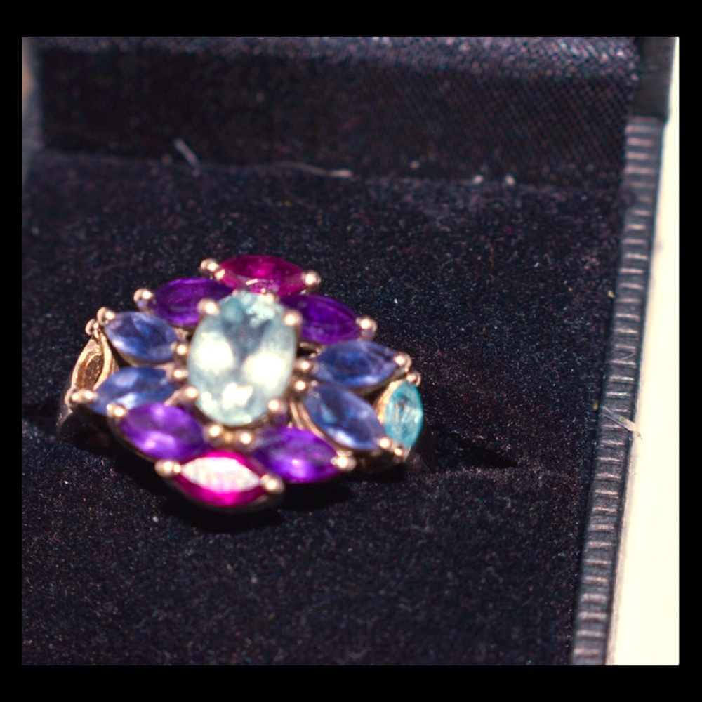 India Ring Sliver and Glass stone